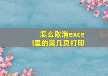 怎么取消excel里的第几页打印