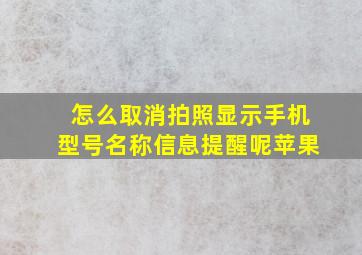 怎么取消拍照显示手机型号名称信息提醒呢苹果