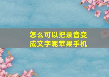 怎么可以把录音变成文字呢苹果手机