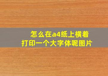 怎么在a4纸上横着打印一个大字体呢图片