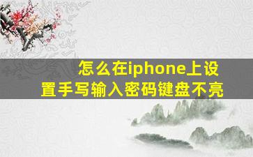 怎么在iphone上设置手写输入密码键盘不亮