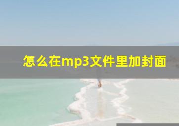 怎么在mp3文件里加封面