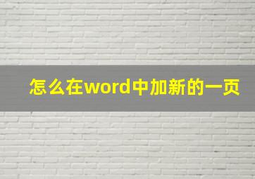 怎么在word中加新的一页