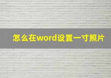 怎么在word设置一寸照片