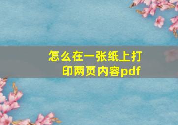 怎么在一张纸上打印两页内容pdf