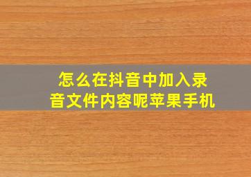 怎么在抖音中加入录音文件内容呢苹果手机