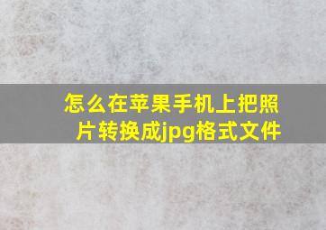 怎么在苹果手机上把照片转换成jpg格式文件