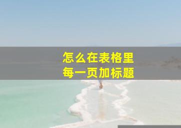 怎么在表格里每一页加标题