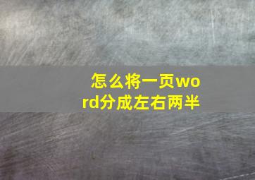 怎么将一页word分成左右两半