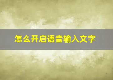 怎么开启语音输入文字