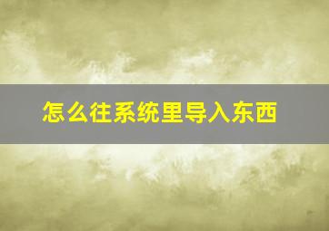 怎么往系统里导入东西