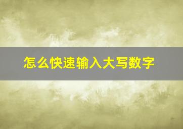 怎么快速输入大写数字