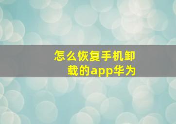 怎么恢复手机卸载的app华为