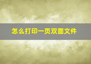 怎么打印一页双面文件