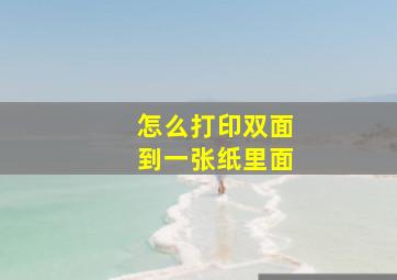 怎么打印双面到一张纸里面