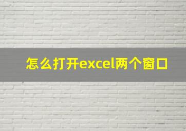 怎么打开excel两个窗口