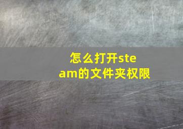 怎么打开steam的文件夹权限