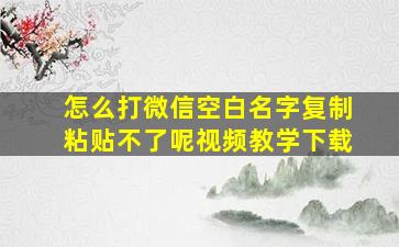 怎么打微信空白名字复制粘贴不了呢视频教学下载