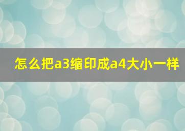 怎么把a3缩印成a4大小一样