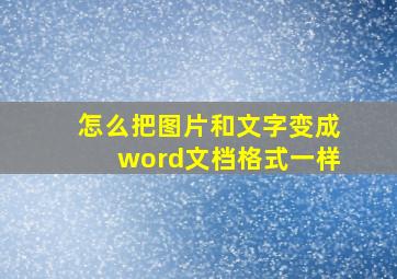 怎么把图片和文字变成word文档格式一样