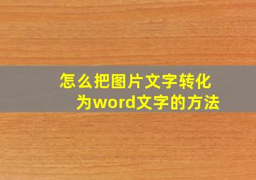 怎么把图片文字转化为word文字的方法