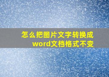 怎么把图片文字转换成word文档格式不变