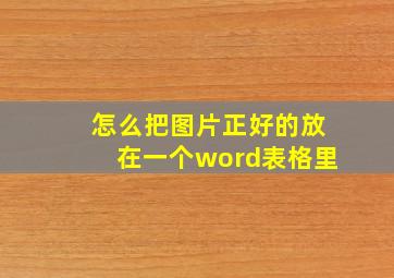 怎么把图片正好的放在一个word表格里