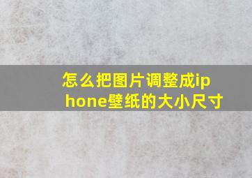 怎么把图片调整成iphone壁纸的大小尺寸