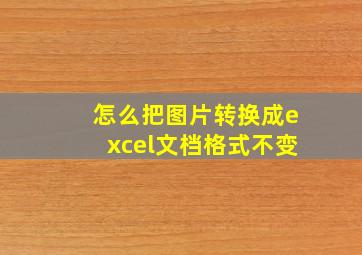 怎么把图片转换成excel文档格式不变