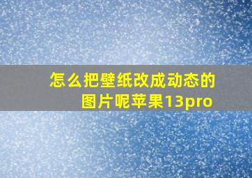 怎么把壁纸改成动态的图片呢苹果13pro