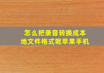 怎么把录音转换成本地文件格式呢苹果手机