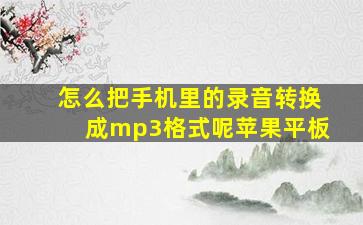 怎么把手机里的录音转换成mp3格式呢苹果平板