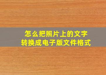 怎么把照片上的文字转换成电子版文件格式