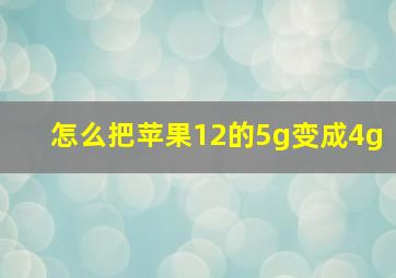 怎么把苹果12的5g变成4g