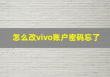 怎么改vivo账户密码忘了