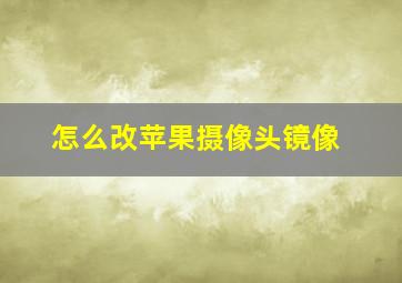 怎么改苹果摄像头镜像