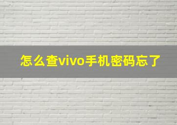 怎么查vivo手机密码忘了