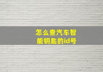 怎么查汽车智能钥匙的id号