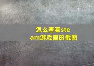 怎么查看steam游戏里的截图