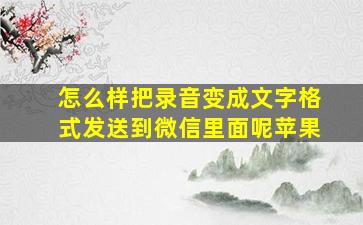 怎么样把录音变成文字格式发送到微信里面呢苹果