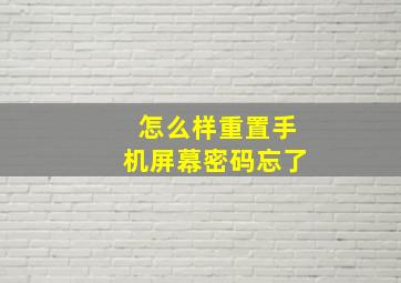 怎么样重置手机屏幕密码忘了