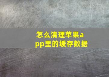 怎么清理苹果app里的缓存数据