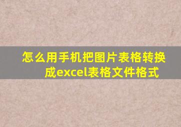 怎么用手机把图片表格转换成excel表格文件格式