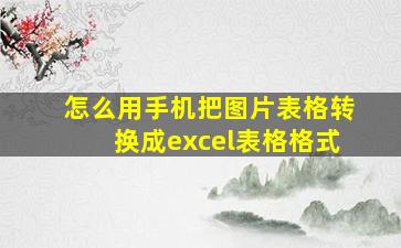 怎么用手机把图片表格转换成excel表格格式