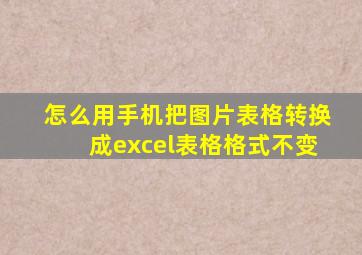 怎么用手机把图片表格转换成excel表格格式不变