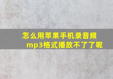 怎么用苹果手机录音频mp3格式播放不了了呢