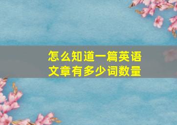 怎么知道一篇英语文章有多少词数量