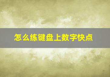 怎么练键盘上数字快点