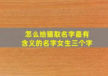 怎么给猫取名字最有含义的名字女生三个字