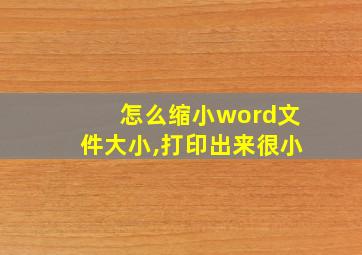 怎么缩小word文件大小,打印出来很小